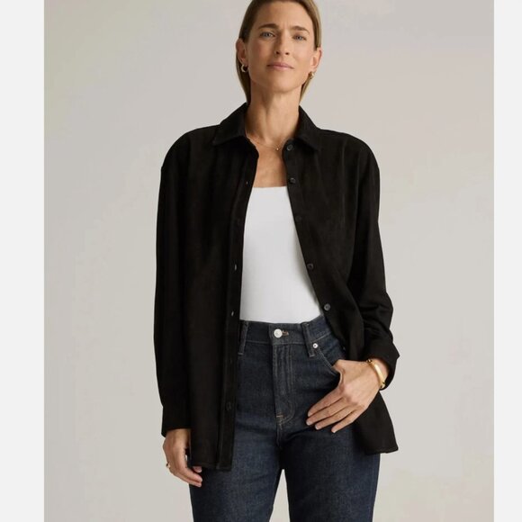 Quince Tops - 🖤 Quince Suede Overshirt Button Down – Size Small (Sold Out!)